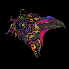 Vector colored bird from patterns