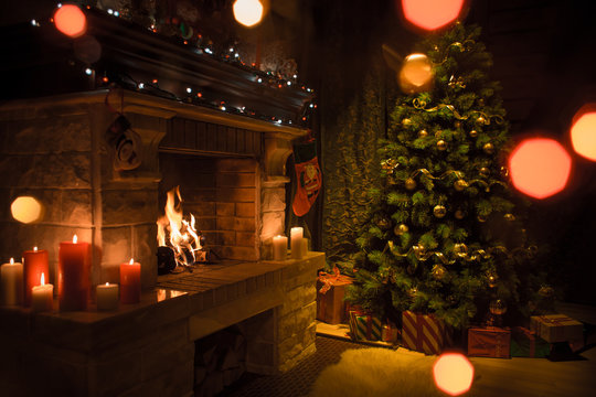 Beautiful house interior decorated for Christmas celebration