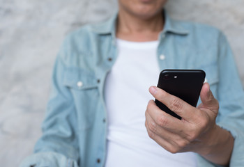 Man using smartphone