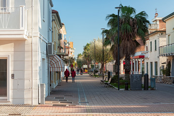 The boulevard in the city center of Marotta, Italy