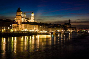 Fototapeta na wymiar Night Passau. Bavaria, Germany.
