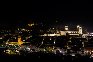 Fototapeta premium Night Passau. Bavaria, Germany.