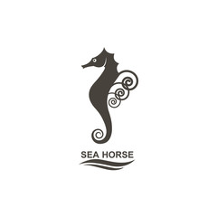 icon of seahorse on isolated white background