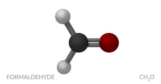 Formaldehyde molecule, rotating seamless loop, 3d animation, 4k 30fps
