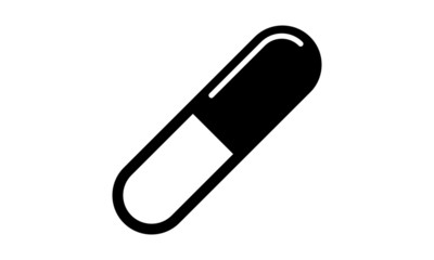 Pills Icon. Medicine Capsule isolated on white.