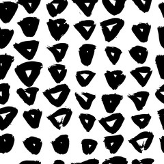 Ink abstract seamless pattern. Background with artistic strokes in black and white sketchy style. Design element for backdrops and textile