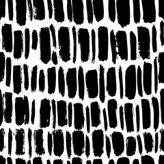 Ink abstract seamless pattern. Background with artistic strokes in black and white sketchy style. Design element for backdrops and textile