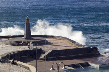 Bajamar, Tenerife, November 2017: Large waves breaking on the shore