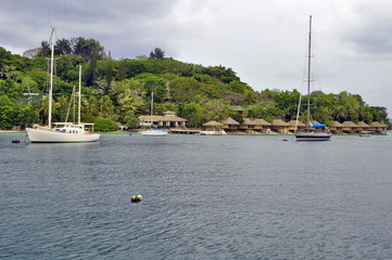Fototapeta na wymiar Boats in the Bay of Port Vila, Vanuatu
