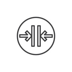 Close the door arrows line icon, outline vector sign, linear style pictogram isolated on white. Control in the elevator symbol, logo illustration. Editable stroke