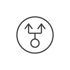 Double arrow from circle line icon, outline vector sign, linear style pictogram isolated on white. Two way symbol, logo illustration. Editable stroke