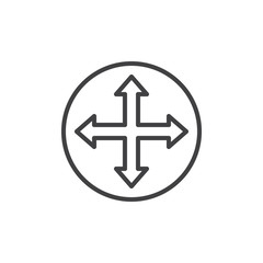 Quadro four directions arrows line icon, outline vector sign, linear style pictogram isolated on white. Fullscreen symbol, logo illustration. Editable stroke