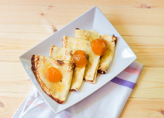 Pancakes with homemade apricot  jam
