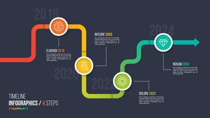 Four steps timeline or milestone infographic chart.