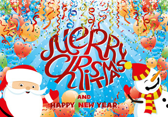 Santa Claus and snowman.