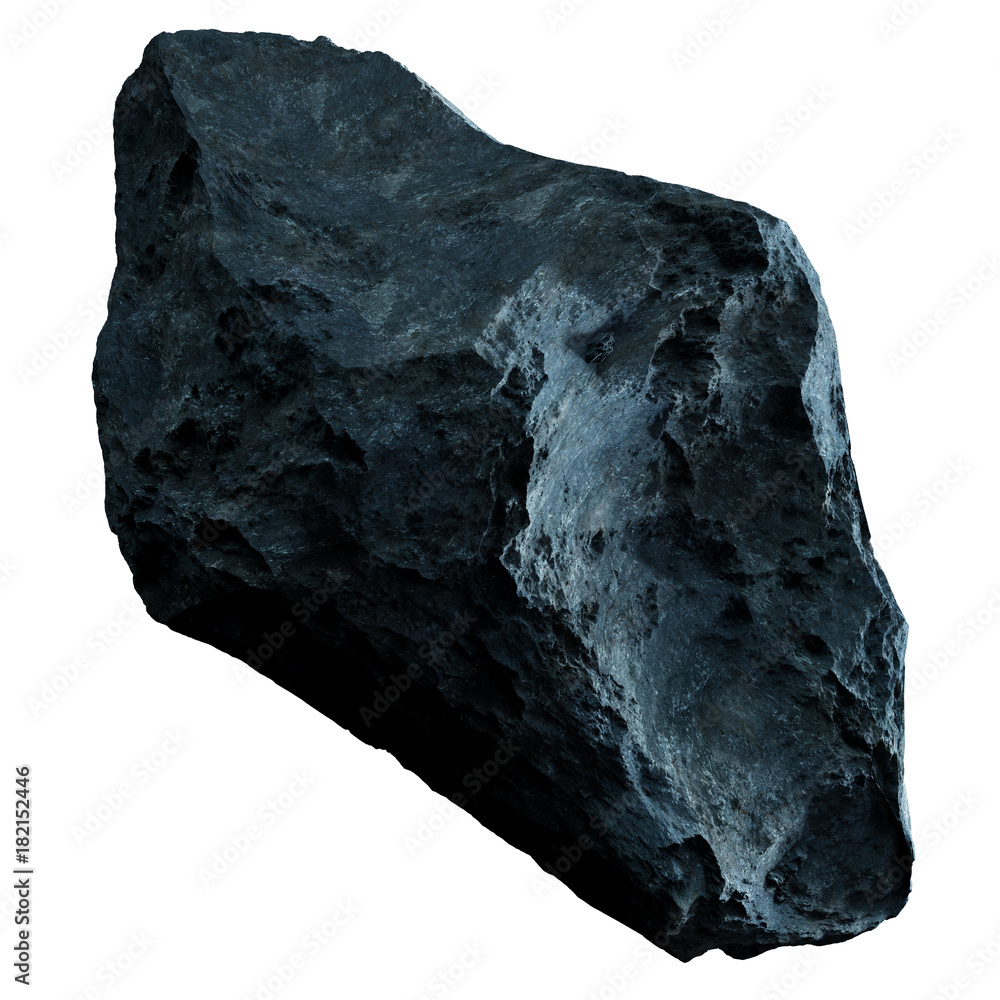 Poster dark rock asteroid isolated 3d rendering