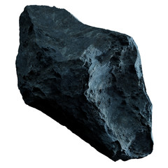 Dark rock asteroid isolated 3D rendering