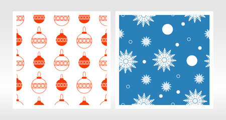 Seamless pattern with christmas toy, snowflakes. Vector set. Design template can be used for packaging, invitations, textiles