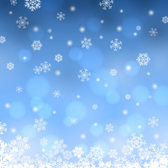 Christmas winter snowflakes on blue background vector.