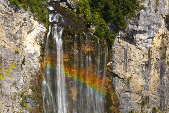 Waterfal Boka with a rainbow, Triglav National Park, Slovenia
