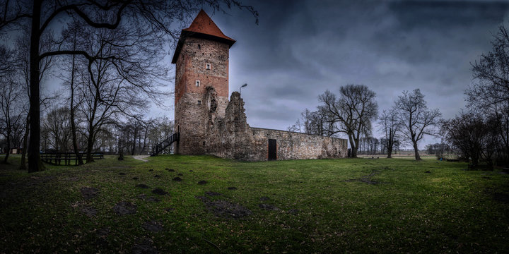 The ruins of a medieval castle.