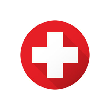 Firs Aid Medical White Cross In Red Circle