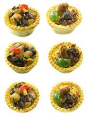 Mini Fruit Tarts on white background