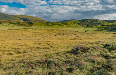 Fototapeta premium mystic landscape of Scotland in England land between ocean and sky with lakes and clouds