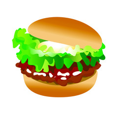 ハンバーガーのベクターイラスト素材　Fresh hamburger vector illustration