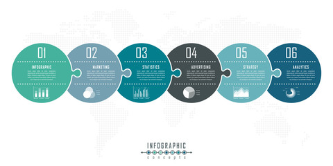 Infographic timeline puzzle template can be used for chart, diagram, web design, presentation, advertising, history. Vector infographic illustration