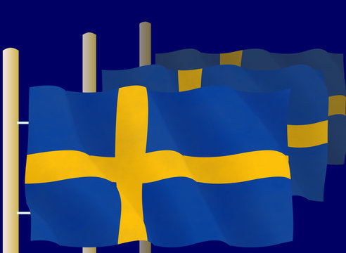 Swedish flags on the flagpoles
