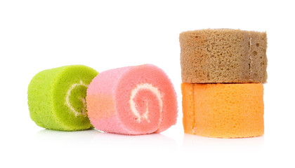 Mini fancy jam roll set on white background