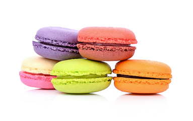 macaroons or macaron on white background, Dessert