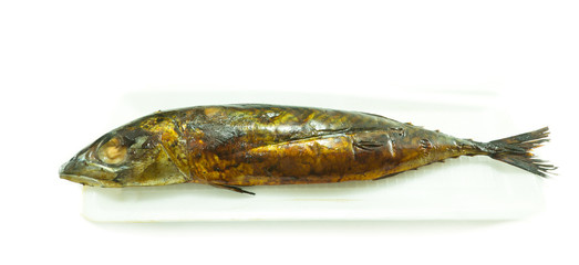 Saba fish grill  on white background, japanese food