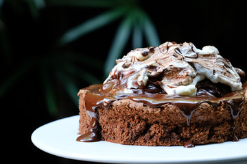 Close up Chocolate Torte. (selective focus)