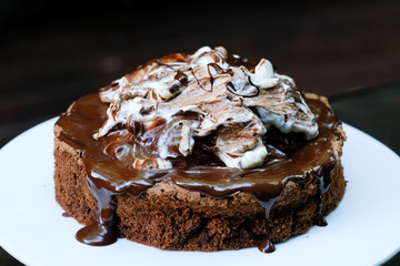 Close up Chocolate Torte. (selective focus)