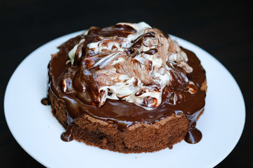 Close up Chocolate Torte. (selective focus)