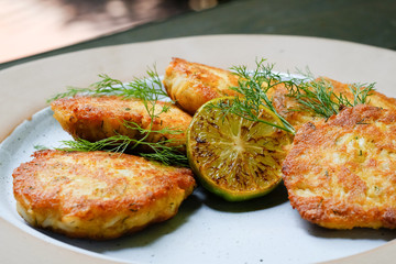 Close upCrab Cakes. (selective focus)