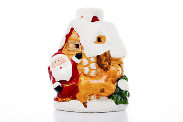 Santa Claus Christmas decoration.. Christmas figurine on isolated white background. Studio photo.
