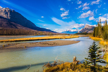 The sunny autumn in the Rockies of Canada