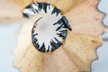 close up pencil shaving