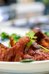 Close up Homemade Hot Wings. (selective Focus)