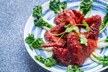 Close up Homemade Hot Wings. (selective Focus)