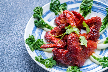 Close up Homemade Hot Wings. (selective Focus)