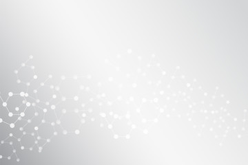 Medical background for poster, website, banner with elements of molecular mesh on gray background