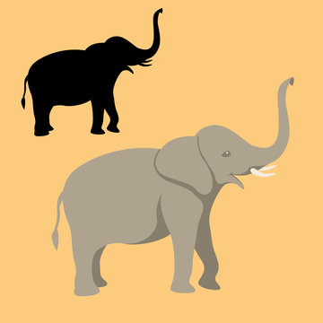 elephant flat style vector illustration profile side