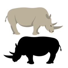 rino flat style vector illustration black silhouette