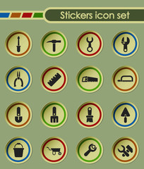 work tools round sticker icons for your creative ideas