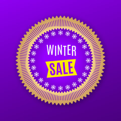 Holiday Banner of Winter Sale. Purple Golden