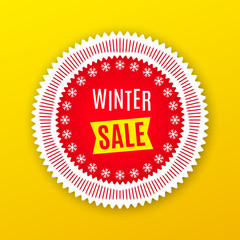 Holiday Banner of Winter Sale. Red White Yellow
